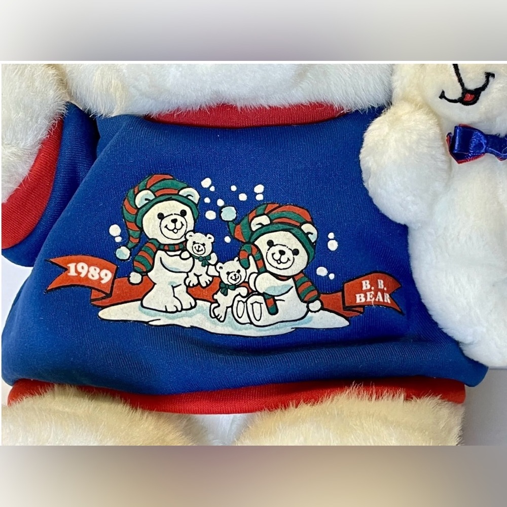 VTG 1989 Tb Trading Co. Roses Dept. Store Christmas B.B. Bear & Friend 18" Plush - Picture 3 of 4